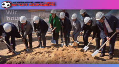 Gießen’de gerçekleşen temel atma törenine Frankfurt Başkonsolosu Nagihan İlknur Akdevelioğlu,